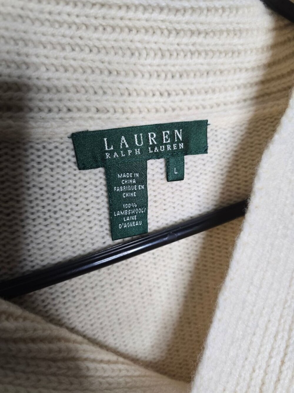 Lauren Ralph Lauren Cream Old Money Timeless Sweater Large Wool - Picture 4 of 15
